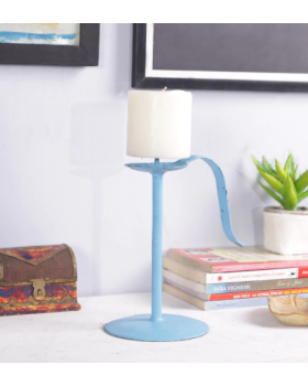 Blue Metal Candle Holder